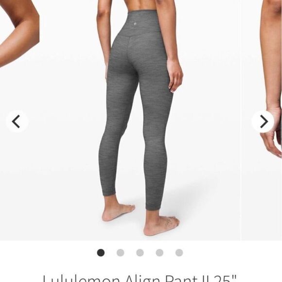 LULULEMON ALIGN PANT II 25" Mini Heathered Herringbone Heathered Grey Size 2 - Picture 3 of 5